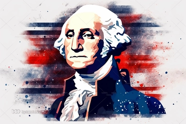 July 4th celebration, george washington, logo, clipart, white background, space out