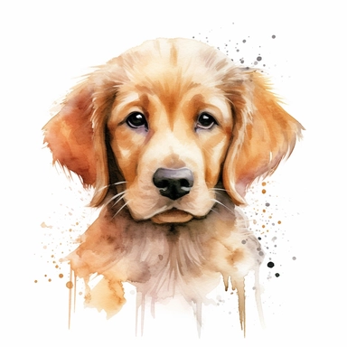 chesapeake bay retreiver puppy, watercolor illustration, clipart, white background