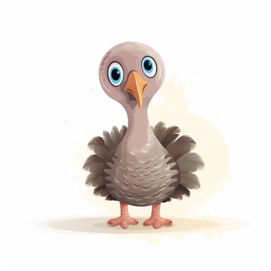 cute baby Wild turkey clipart, happy, animal only, isolated on white background, illustration, pastel colors, no shadow, vector, high definition, Full HD, 8k