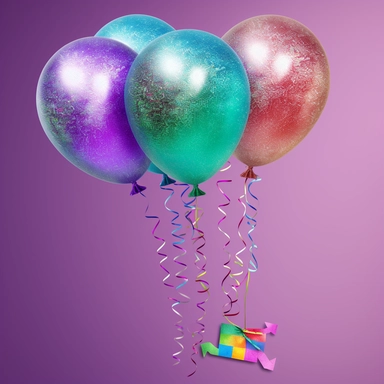 holographic glitter balloon with string clipart