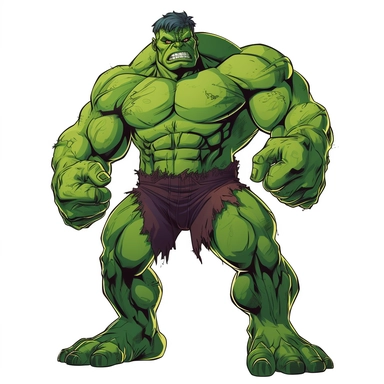 a single clipart image png graphic of a Comic V2 Vibrant Avenger Superhero Hulk Whole Body Pose