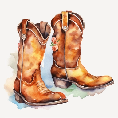 water color clipart cow boy shoes