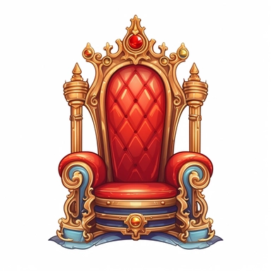 clipart, a fairytale throne, simple, elegant, isolated on white background