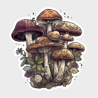 Mystical mushroom Witchy Boho mushroom Mushroom clipart, Esoteric art, Forest plants. sticker