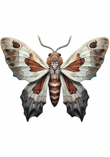 Skull Moth Clipart on white background, death's head moth, realistic, details, high resolutions, white background