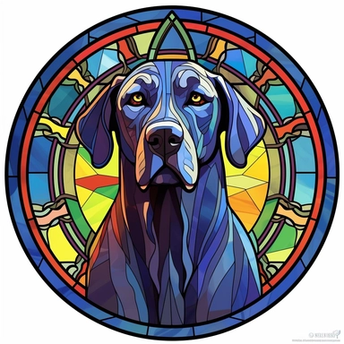 Stained Glass Great Dane Dog circle Clipart