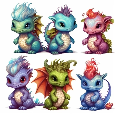 detailed baby dragons clip art