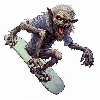 a sticker, artwork of t shirt graphic, a cool Zombie dog skateboarding by bernie wrightson, highly detailed clean, vector image, photorealistic masterpiece, professional photography, realistic, flat white background, isometric, vibrant vector, clipart, il