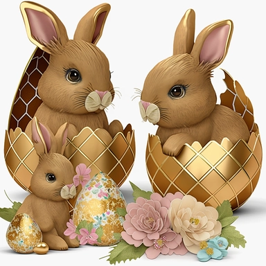 ?,easter, clipart, cutest, gold foil,