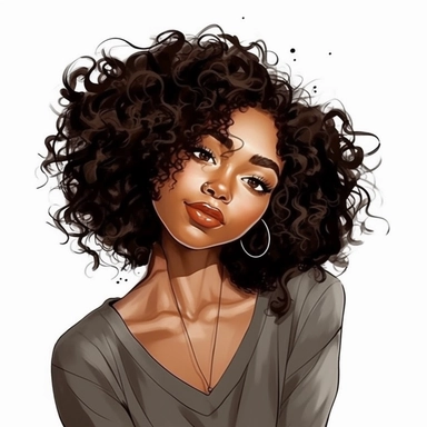 ultra detailed Black Girl Self Love Clipart , solid white background, beautiful , Self-Love and Confidence, super cute, super cool, Wavy hairs , contour, portrait photography by ANIMATION