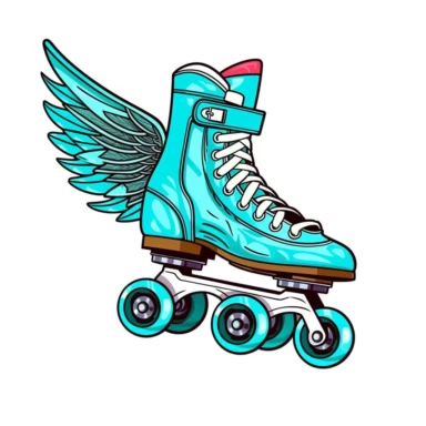 roller skates Side view with coloring wings Clipart, Vector Style, High quality, White Background