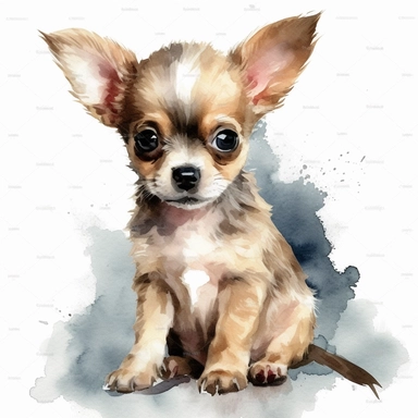 chihuahua puppie, watercolour, clipart