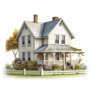farm house photorealistic clipart,on white background with margins