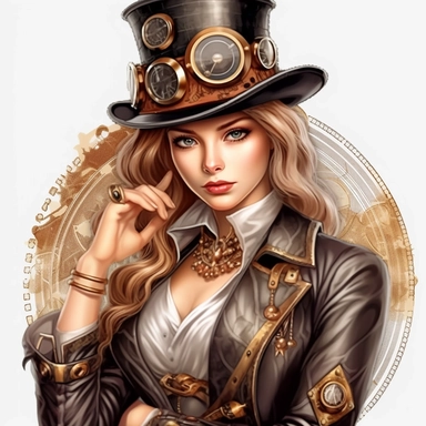 steampunk clipart, 8K, lovely, pretty, stunning, sticker, gangster, super realistic, HD, v 5, q 2