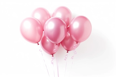 shades of pink balloons lined up side by side, clip art, colourful stock photography, white background