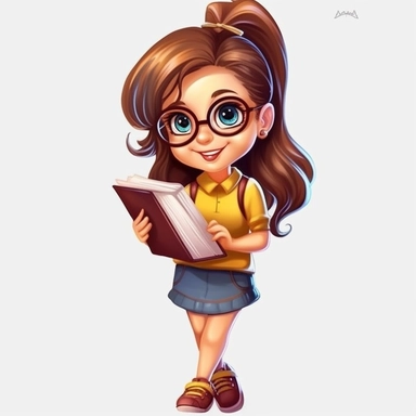 cute girl, clipart, student, school, reading clipart, standing, separated