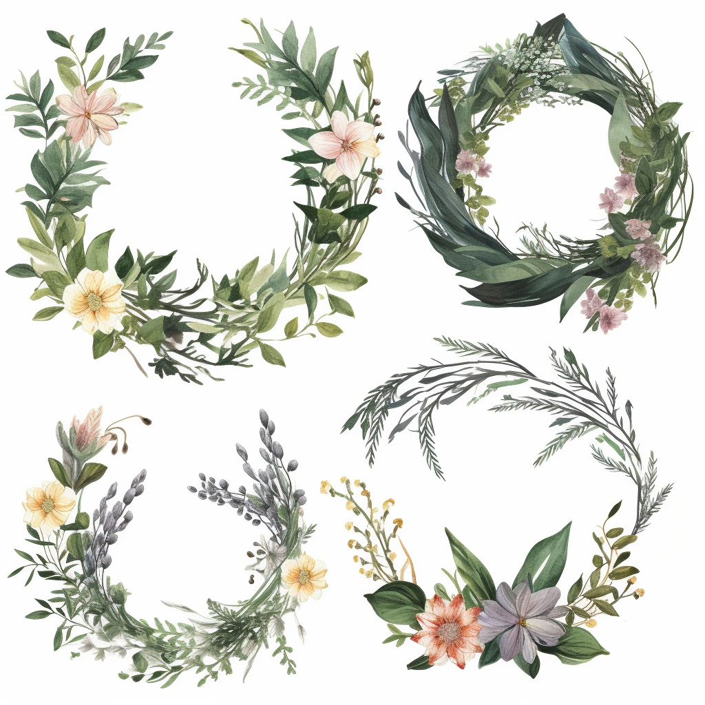 botanical wreath cliparts