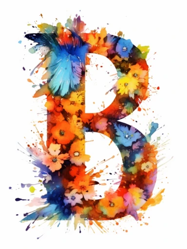 The capital letter B:in the Artistic style, clipart for nursery, vibrant colors,Vector, white background,Solid Background, Sharpness and clarity,masterpiece, trending on Artstation and Dribbble.