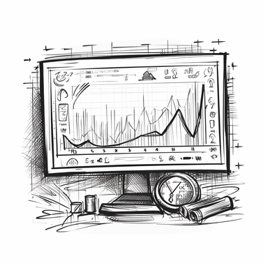 A computer screen with a search engine results page, showing a website climbing the rankings from the bottom to the top position, representing the power of effective SEO. high-contrast sketch,black and white, strong design elements, clipart