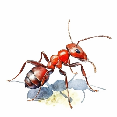 Watercolor clip art on white background, Ant in action, high-resolution image, soft pastel, cinematic, dramatic, ultra realism,4k, very detailed, white background,