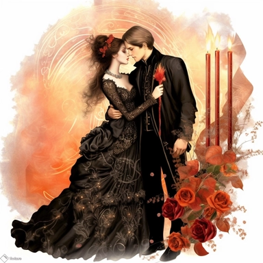 Anniversary greeting card clip art HD, Magical, gothic style