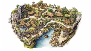 isolated images, illustrations on a white background, realistic top down overhead view caveman village map, Clipart, watercolor, realistic, isolated, full building, highly detailed, hdr, 32K, photo expert quality, watercolor realistic, hyperrealistic and highly detailed, isolated on a white background