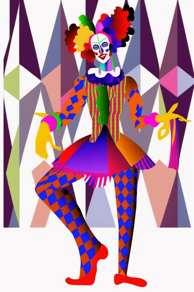 Harlequin A jester who brings laughter beautiful young woman deviantart, no gradients, pixabay by Verónica Ruiz de Velasco, Marie Angel, cartoon, pop art, full_body, Muggur, Bálint Kiss, lineless, Daphne Fedarb, vector art, clipart, Lü Ji, Melissa A. Benson, Li Chevalier, Randy Vargas, Rumiko Takahashi, Karl Bryullov, Nara Yoshitomo, Hugh Hughes