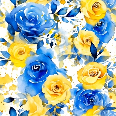 blue roses, vibrant colors, include pink and gold, spring vibe, 4k, professional sketch, water colors, clipart, solid background, Watercolor Floral Borders