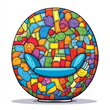 A clip art image of colorful doodle beach ball chair cartoonish isolated white background, minimalist, 8K, C20