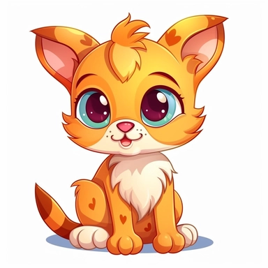 Clipart of a Cute Cartoon Cat