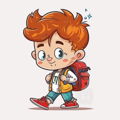 cartoon style vector with outlines cute funny cartoon a boy character kindergarten age white background ,style clipart--v 4