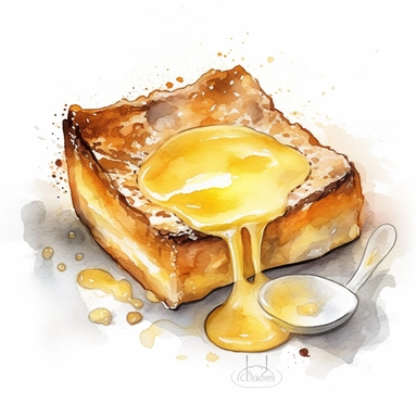 Gooey butter cake sharp illustration clipart, watercolor art, insane detail, white background
