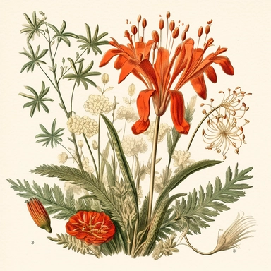 Clipart, vintage, watercolor, illustrations from book Flora Brasiliensis, by Carl Fiedrich von Martius illustration, sec XIX, hand drawn, texture