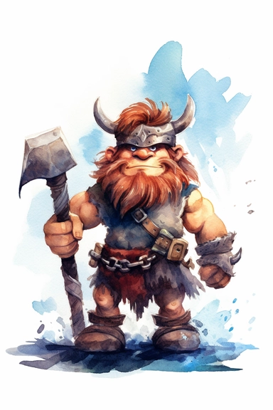 barbarian watercolor clipart cute isolated on white background