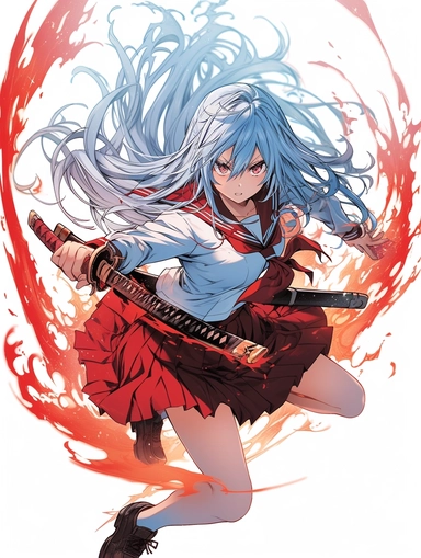 Ikki Tousen Sonsaku Hakufu Japanese manga series, paint art style, clipart, school background, superrealistic, one of a kind. The artwork features a dynamic, action - packed composition, with swirling energy blasts and dynamic poses adding to the sense of motion and excitement. The lighting is dramatic and moody, with deep blues and purples creating a sense of tension and danger. The overall mood is one of fierce determination, as Frieza battles to overcome his opponents.