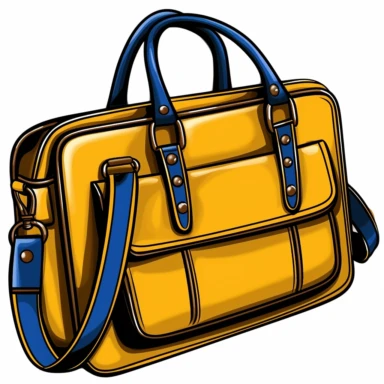 royal blue and mustard yellow COACH laptop purse with white background, isolated, images drawn with thick black lines images 300dpi vector clipart