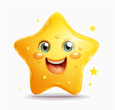 happy star smiling yellow vector vector clipart, in the style of fujifilm eterna 250t type 8560, eye-catching detail, disfigured forms, childlike innocence, 1st version, imitated material, blink-and-you-miss-it detail