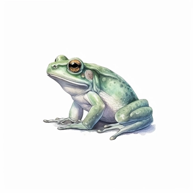 watercolor realistic green frog with bridal veil, full body, pastel colors, clipart style, accurate details, oil painting technique, super high quality, professional watercolor clipart, high resolution