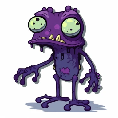 2d purple bubblegum frog zombie monster mutant on white background drawing in microsoft paint , no shadow, flat picture, clipart