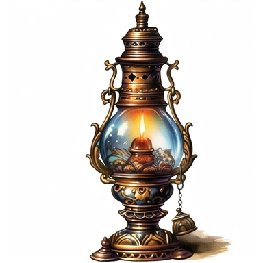 antique oil lamp, white background, clipart--q2--v5.1