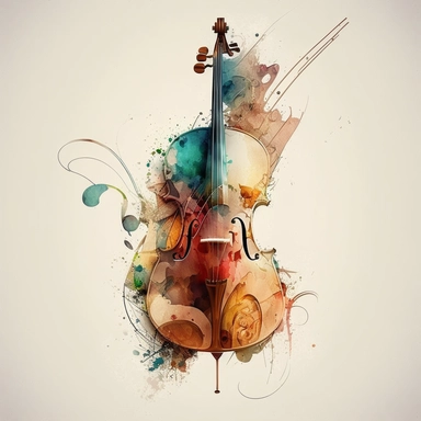 Cello watercolor clipart