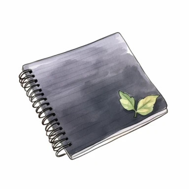 watercolor, Top view empty paper notepad for drawing or writing diary Clean notebook for planning with coziness things on the desk. Workplace organization for inspiration and productivity png Full body realistic cartoon in 32K UHD cute. 15 cm thick outline. Black color. There was no shadow on the ground. 8k with realistic watercolors and detailed illustrations. PNG clipart, transparent white background