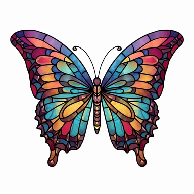 stained glass clipart of one butterfly