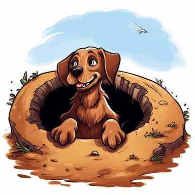 clipart of brown dog digging a hole
