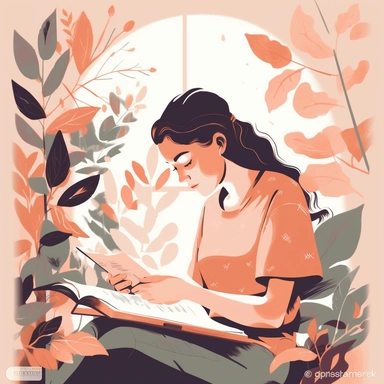 vector design, image of a woman, taking her final education exam with a book, flat modern illustration, clipart, white background, atey ghailan, nature study, natural pastel colors, orange and pink prevail, style by Tom Witen, by ai yazawa