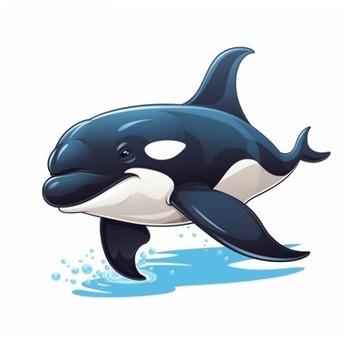 friendly cartoon orca modern clipart vector, white background, no outline