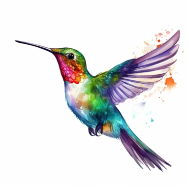 watercolor hummingbird on white background. Clipart