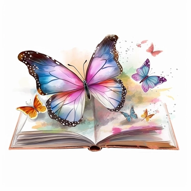 Fairy Book with Butterflies Watercolor Sublimation Clipart, Clipart, white background, no watermark, no text, no word,