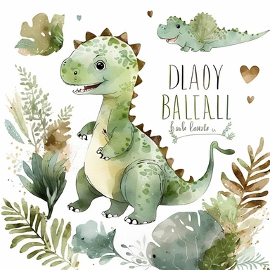 Watercolor dinosaurs clipart neutral baby boy clip art dino nursery deco no text