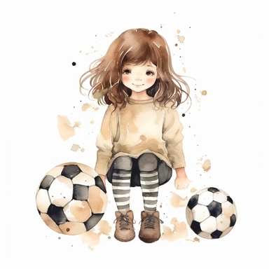 /soccer tights watercolor childish sweet cute girl clipart football neutral color creme beige with white background--upbeta